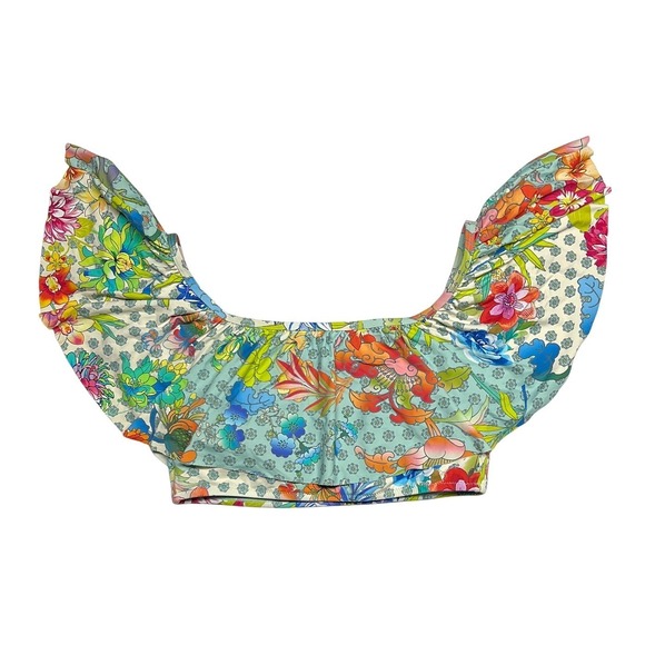 Johnny Was Destin Flounce Swim Top Only Floral Ruffle Boho Medium EUC - Picture 2 of 8